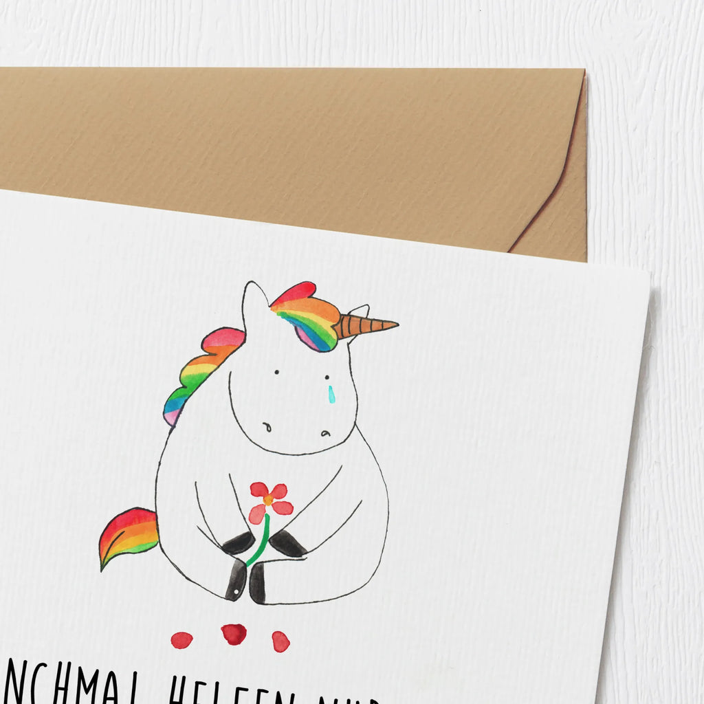 Karta Deluxe Jednorożec Smutny Hochwertige Klappkarte, Geburtstagskarte, Einladungskarte, Hochzeitskarte, Karte, Hochwertige Grußkarte, Klappkarte, Glückwunschkarte, Grußkarte, Einhorn, Einhörner, Einhorn Deko, Unicorn, Liebe, Freunde, Trauer, Blume, Glitzer, Trösten. Freundschaft