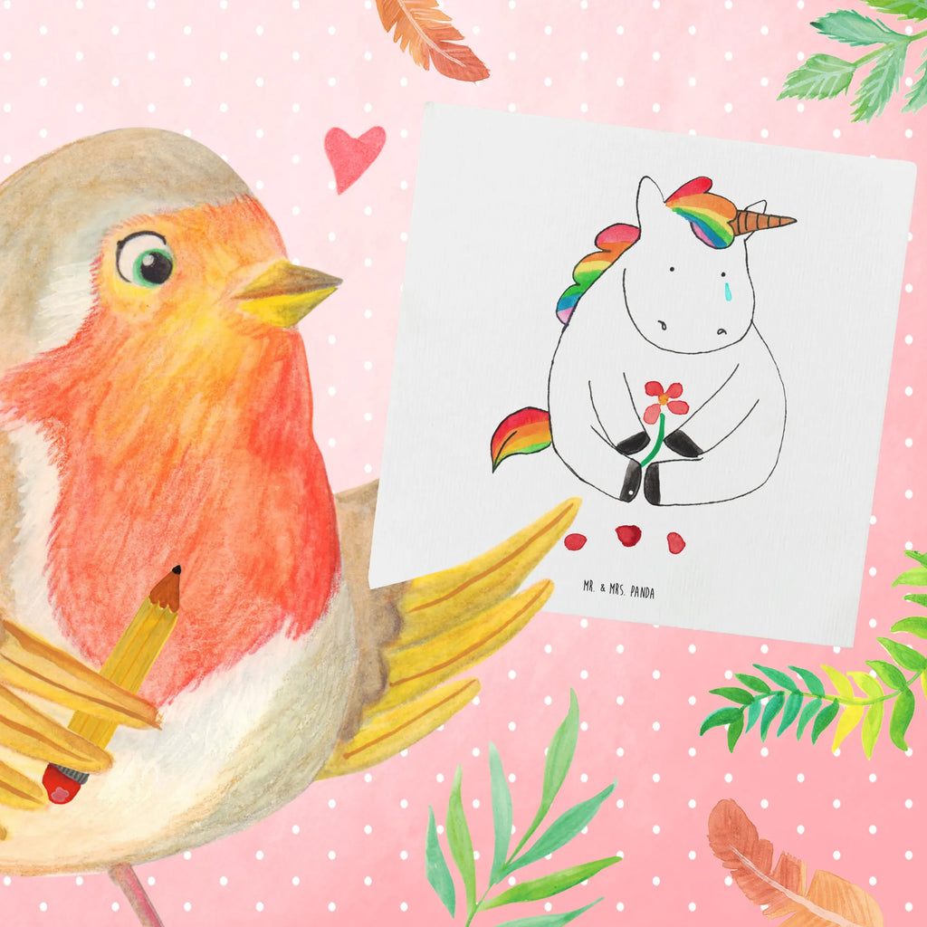 Karta Deluxe Jednorożec Smutny Hochwertige Klappkarte, Geburtstagskarte, Einladungskarte, Hochzeitskarte, Karte, Hochwertige Grußkarte, Klappkarte, Glückwunschkarte, Grußkarte, Einhorn, Einhörner, Einhorn Deko, Unicorn, Liebe, Freunde, Trauer, Blume, Glitzer, Trösten. Freundschaft