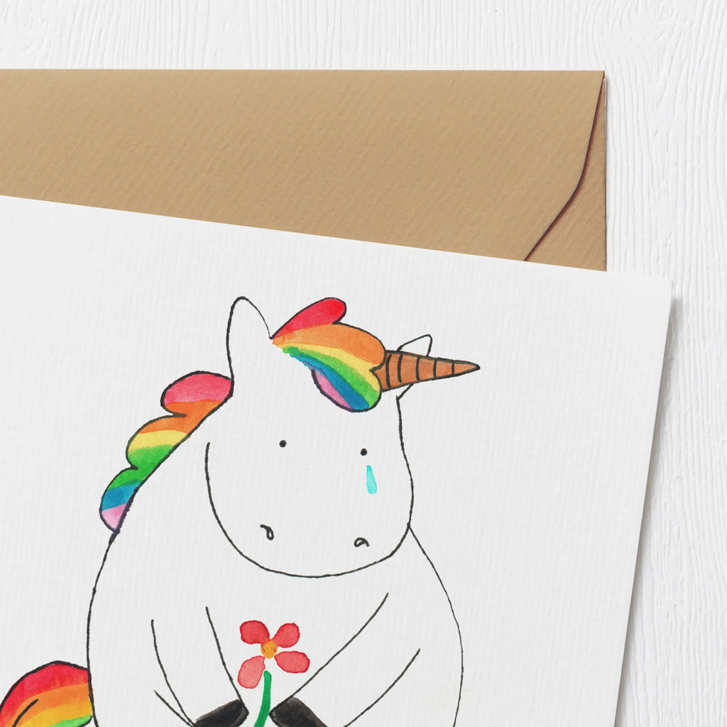 Karta Deluxe Jednorożec Smutny Hochwertige Klappkarte, Geburtstagskarte, Einladungskarte, Hochzeitskarte, Karte, Hochwertige Grußkarte, Klappkarte, Glückwunschkarte, Grußkarte, Einhorn, Einhörner, Einhorn Deko, Unicorn, Liebe, Freunde, Trauer, Blume, Glitzer, Trösten. Freundschaft