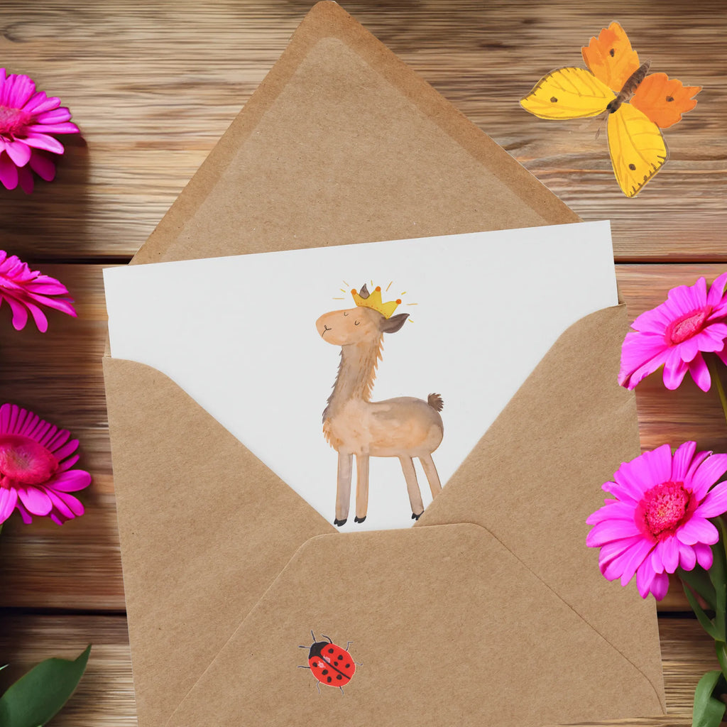 Deluxe Karte Lama König Hochwertige Klappkarte, Karte, Glückwunschkarte, Hochwertige Grußkarte, Geburtstagskarte, Hochzeitskarte, Grußkarte, Einladungskarte, Klappkarte, Lama, Alpaka, Chef, Vorgesetzter, Papa, Abi, Abitur, Lamas, Mama, Kollegin, Büro Kollege, König, Freundin, Königin
