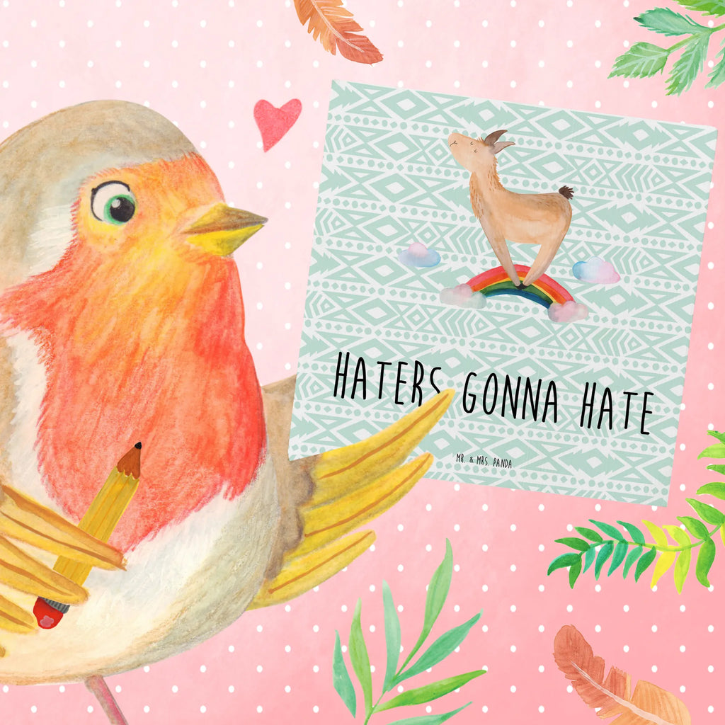 Deluxe Karte Lama Regenbogen Klappkarte, Hochzeitskarte, Hochwertige Klappkarte, Grußkarte, Karte, Einladungskarte, Hochwertige Grußkarte, Geburtstagskarte, Glückwunschkarte, Lama, Alpaka, Hobby, Außenseiter, Haters gonna hate, Freiheit, Lamas, Regenbogen, Wolkenland, Haters, Schule, Abi, Selbstständig