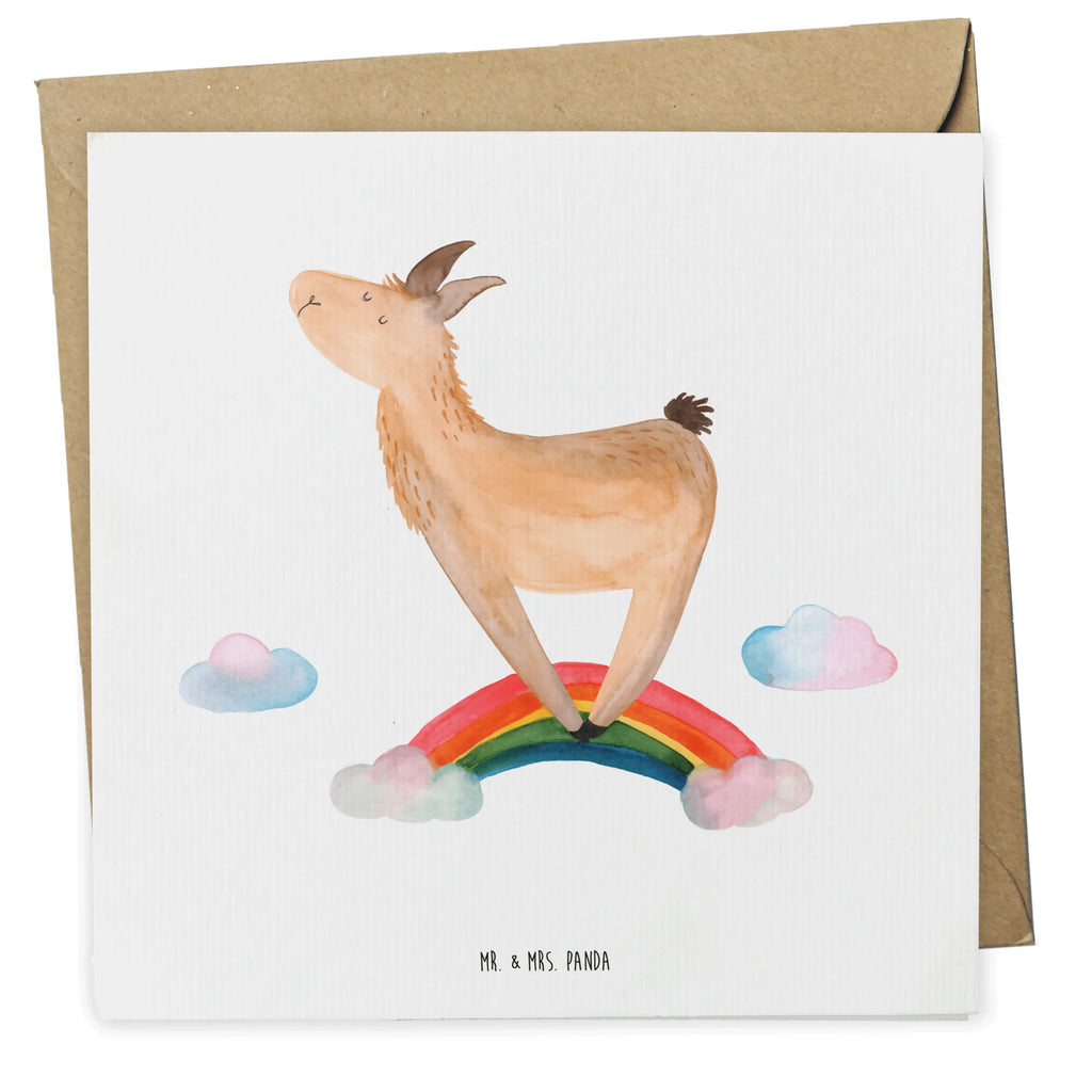 Deluxe Karte Lama Regenbogen Klappkarte, Hochzeitskarte, Hochwertige Klappkarte, Grußkarte, Karte, Einladungskarte, Hochwertige Grußkarte, Geburtstagskarte, Glückwunschkarte, Lama, Alpaka, Hobby, Außenseiter, Haters gonna hate, Freiheit, Lamas, Regenbogen, Wolkenland, Haters, Schule, Abi, Selbstständig