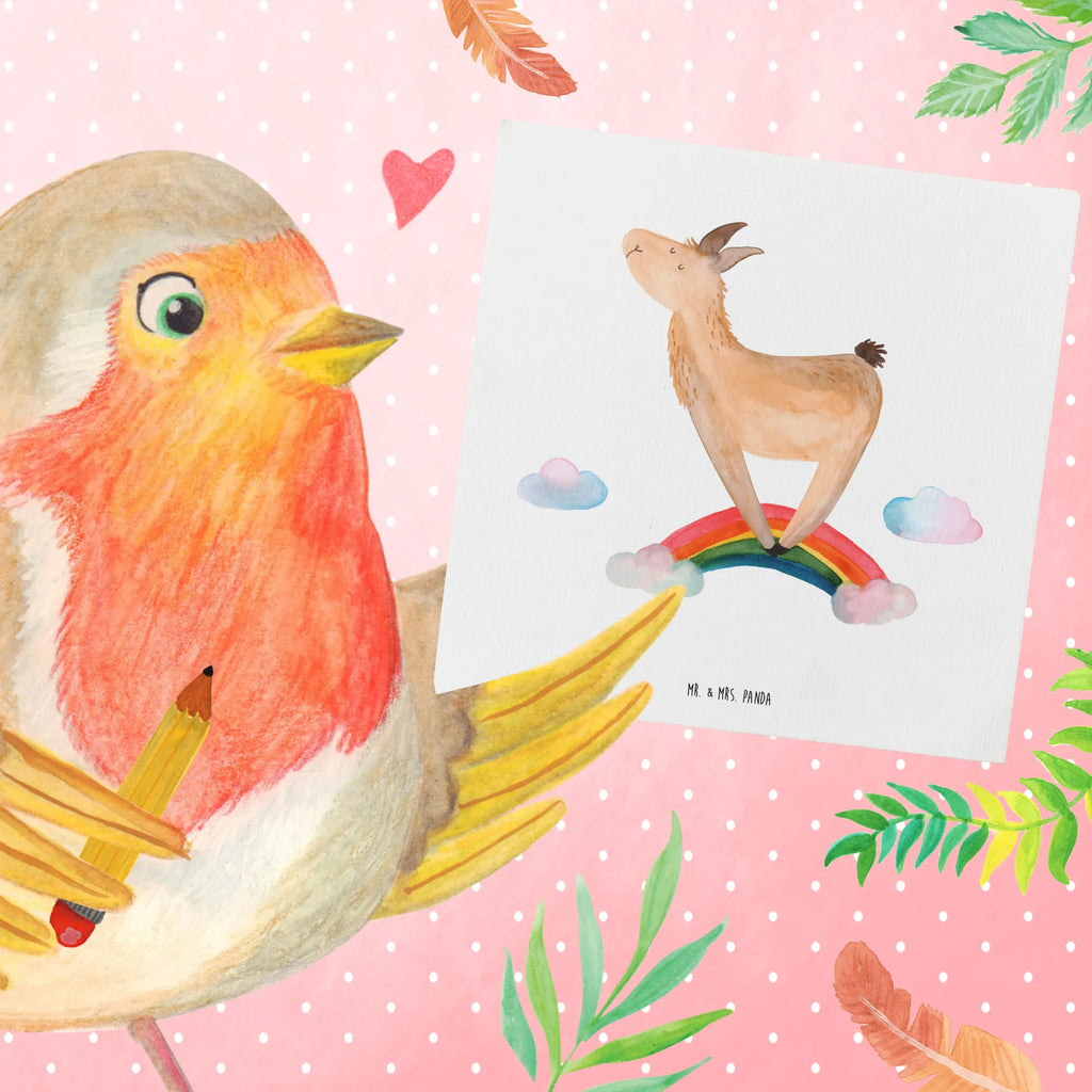 Deluxe Karte Lama Regenbogen Klappkarte, Hochzeitskarte, Hochwertige Klappkarte, Grußkarte, Karte, Einladungskarte, Hochwertige Grußkarte, Geburtstagskarte, Glückwunschkarte, Lama, Alpaka, Hobby, Außenseiter, Haters gonna hate, Freiheit, Lamas, Regenbogen, Wolkenland, Haters, Schule, Abi, Selbstständig