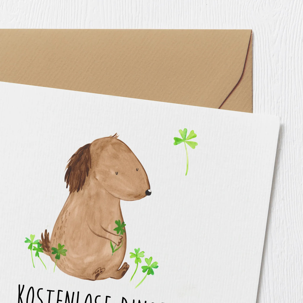 Karta Deluxe pies koniczyna Hochzeitskarte, Einladungskarte, Karte, Geburtstagskarte, Hochwertige Grußkarte, Glückwunschkarte, Hochwertige Klappkarte, Grußkarte, Klappkarte, Hund, Hundemotiv, Haustier, Hunderasse, Tierliebhaber, Hundebesitzer, Sprüche, Neuanfang, Tagträume, Glücksbringer, Geschenk, Selbstliebe, Motivation, Achtsamkeit, Kleeblatt, Glück