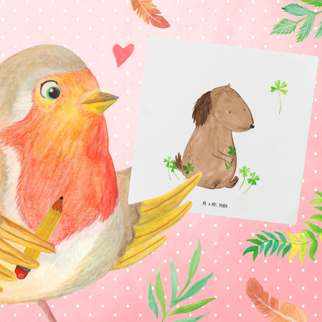 Karta Deluxe pies koniczyna Hochzeitskarte, Einladungskarte, Karte, Geburtstagskarte, Hochwertige Grußkarte, Glückwunschkarte, Hochwertige Klappkarte, Grußkarte, Klappkarte, Hund, Hundemotiv, Haustier, Hunderasse, Tierliebhaber, Hundebesitzer, Sprüche, Neuanfang, Tagträume, Glücksbringer, Geschenk, Selbstliebe, Motivation, Achtsamkeit, Kleeblatt, Glück