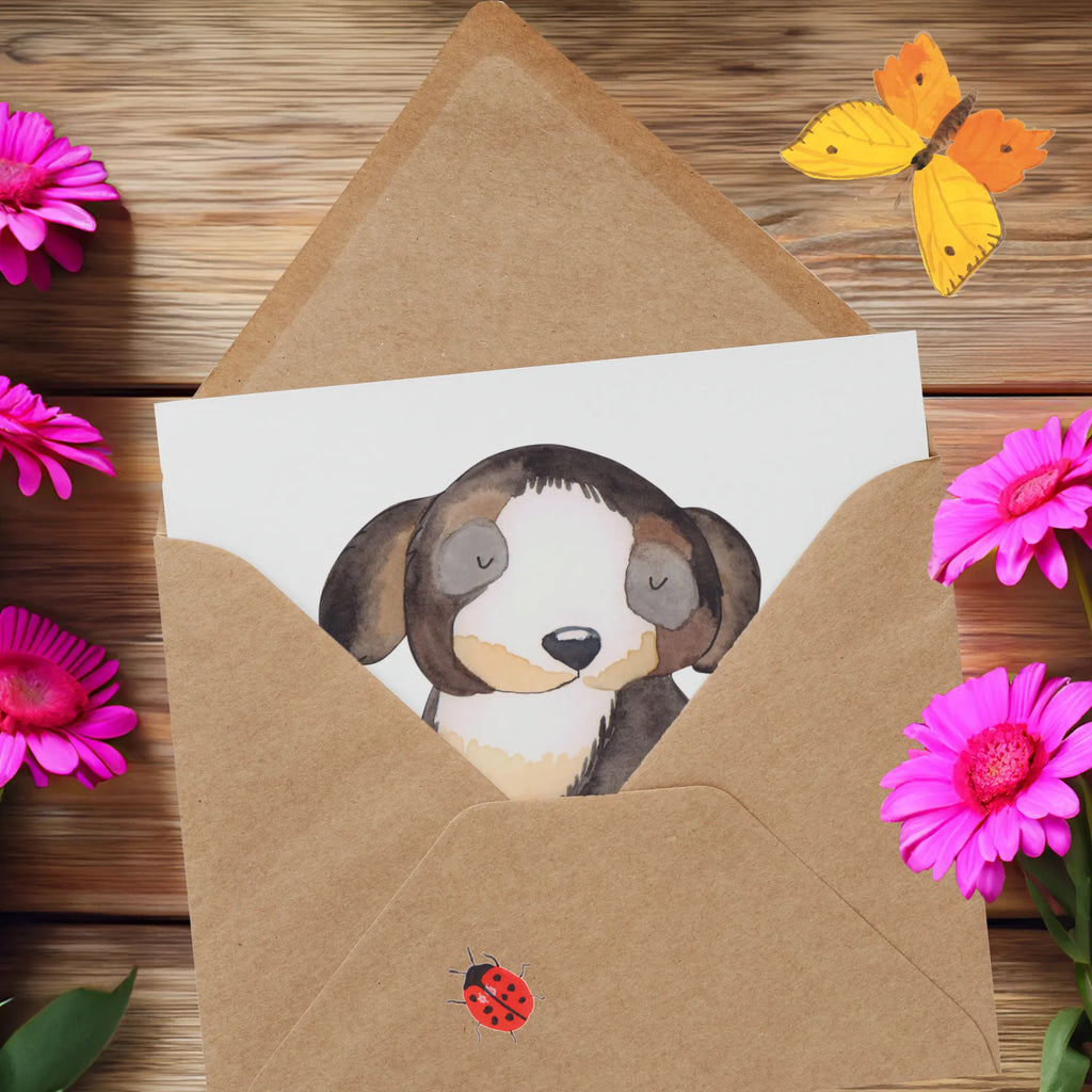 Deluxe Card Dog Relax Hochzeitskarte, Glückwunschkarte, Klappkarte, Grußkarte, Hochwertige Klappkarte, Hochwertige Grußkarte, Karte, Einladungskarte, Geburtstagskarte, Hund, Hundemotiv, Haustier, Hunderasse, Tierliebhaber, Hundebesitzer, Sprüche, Hundeliebe, schwarzer Hund, Hundeglück, Liebe