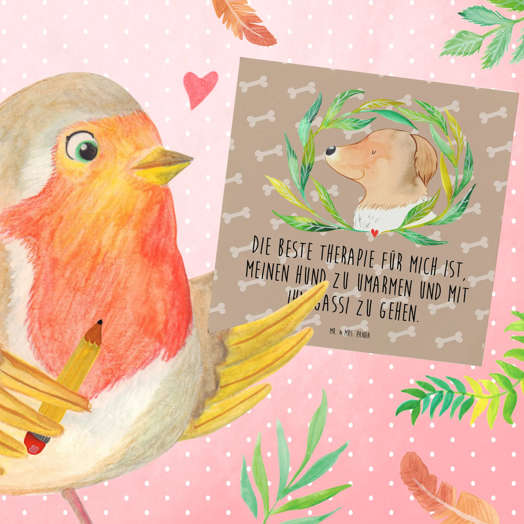 Deluxe Karte Hund Blumen Geburtstagskarte, Karte, Klappkarte, Grußkarte, Hochwertige Grußkarte, Einladungskarte, Hochzeitskarte, Glückwunschkarte, Hochwertige Klappkarte, Hund, Hundemotiv, Haustier, Hunderasse, Tierliebhaber, Hundebesitzer, Sprüche, Ranke, Hundeliebe, Therapie, Hundeglück, Selbsttherapie, Hunde