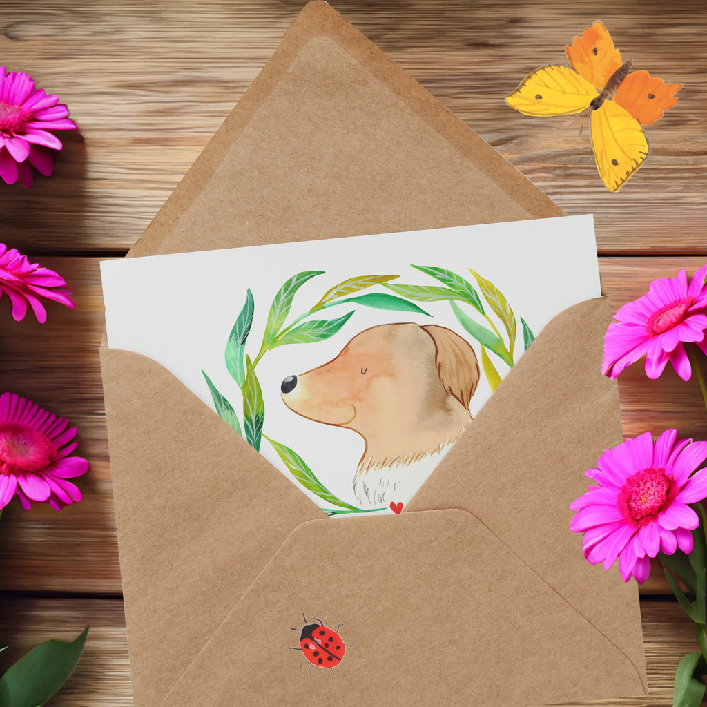Deluxe Karte Hund Blumen Geburtstagskarte, Karte, Klappkarte, Grußkarte, Hochwertige Grußkarte, Einladungskarte, Hochzeitskarte, Glückwunschkarte, Hochwertige Klappkarte, Hund, Hundemotiv, Haustier, Hunderasse, Tierliebhaber, Hundebesitzer, Sprüche, Ranke, Hundeliebe, Therapie, Hundeglück, Selbsttherapie, Hunde