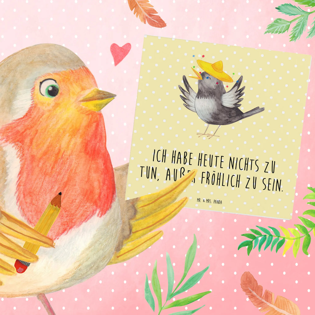 Deluxe Card Crow sombrero Einladungskarte, Hochwertige Klappkarte, Karte, Klappkarte, Grußkarte, Hochwertige Grußkarte, Glückwunschkarte, Hochzeitskarte, Geburtstagskarte, Tiermotive, Gute Laune, lustige Sprüche, Tiere, Spruch positiv, Motivation, froh, Vögel, Vogel, Elster, Rabe, fröhlich sein, glücklich sein, Glück Spruch