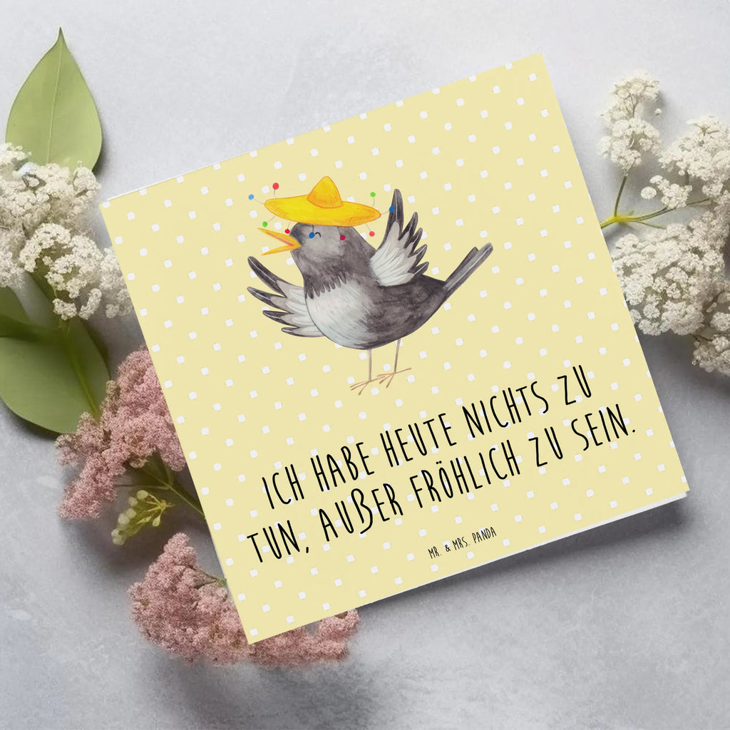 Deluxe Card Crow sombrero Einladungskarte, Hochwertige Klappkarte, Karte, Klappkarte, Grußkarte, Hochwertige Grußkarte, Glückwunschkarte, Hochzeitskarte, Geburtstagskarte, Tiermotive, Gute Laune, lustige Sprüche, Tiere, Spruch positiv, Motivation, froh, Vögel, Vogel, Elster, Rabe, fröhlich sein, glücklich sein, Glück Spruch