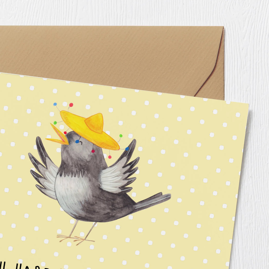 Deluxe Card Crow sombrero Einladungskarte, Hochwertige Klappkarte, Karte, Klappkarte, Grußkarte, Hochwertige Grußkarte, Glückwunschkarte, Hochzeitskarte, Geburtstagskarte, Tiermotive, Gute Laune, lustige Sprüche, Tiere, Spruch positiv, Motivation, froh, Vögel, Vogel, Elster, Rabe, fröhlich sein, glücklich sein, Glück Spruch