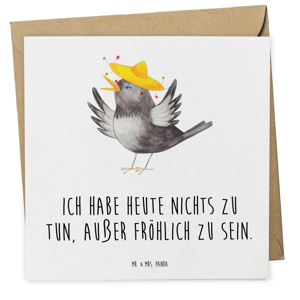 Deluxe Card Crow sombrero Einladungskarte, Hochwertige Klappkarte, Karte, Klappkarte, Grußkarte, Hochwertige Grußkarte, Glückwunschkarte, Hochzeitskarte, Geburtstagskarte, Tiermotive, Gute Laune, lustige Sprüche, Tiere, Spruch positiv, Motivation, froh, Vögel, Vogel, Elster, Rabe, fröhlich sein, glücklich sein, Glück Spruch
