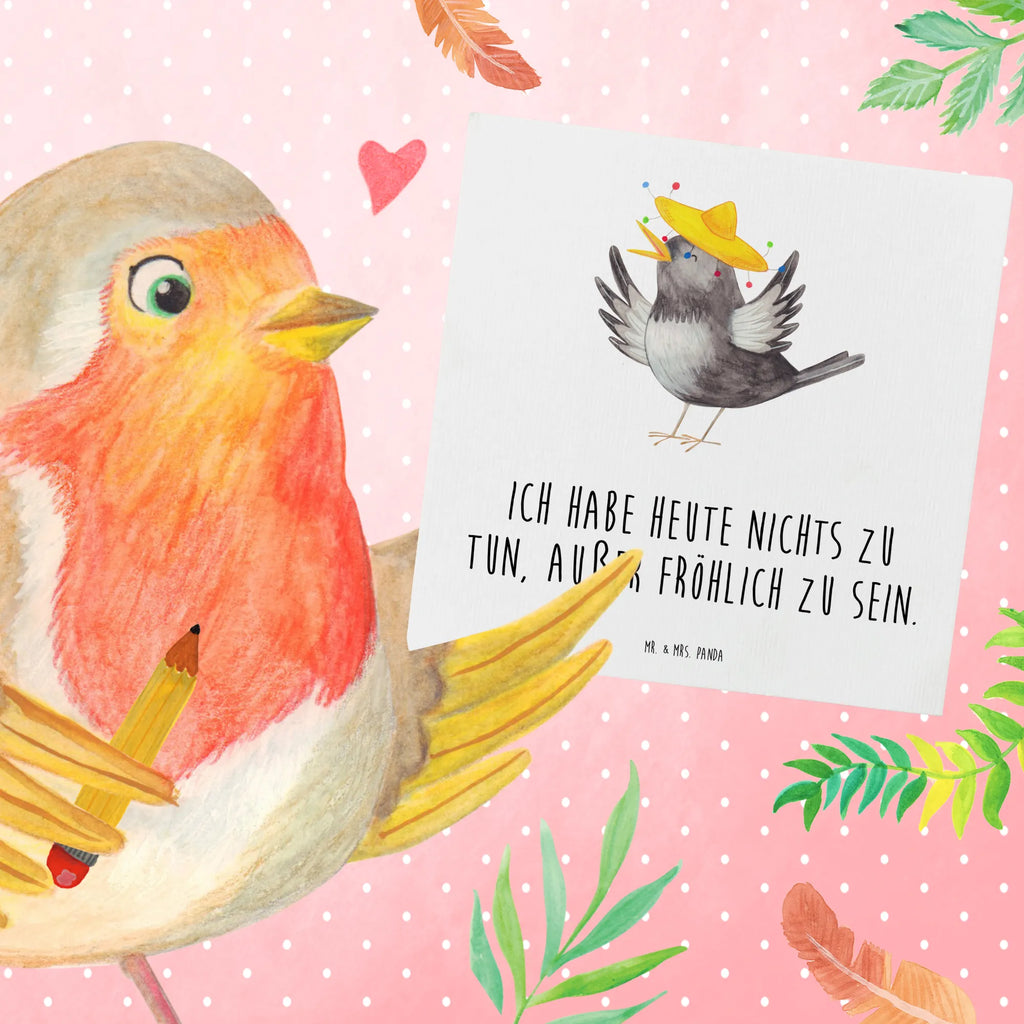 Deluxe Card Crow sombrero Einladungskarte, Hochwertige Klappkarte, Karte, Klappkarte, Grußkarte, Hochwertige Grußkarte, Glückwunschkarte, Hochzeitskarte, Geburtstagskarte, Tiermotive, Gute Laune, lustige Sprüche, Tiere, Spruch positiv, Motivation, froh, Vögel, Vogel, Elster, Rabe, fröhlich sein, glücklich sein, Glück Spruch