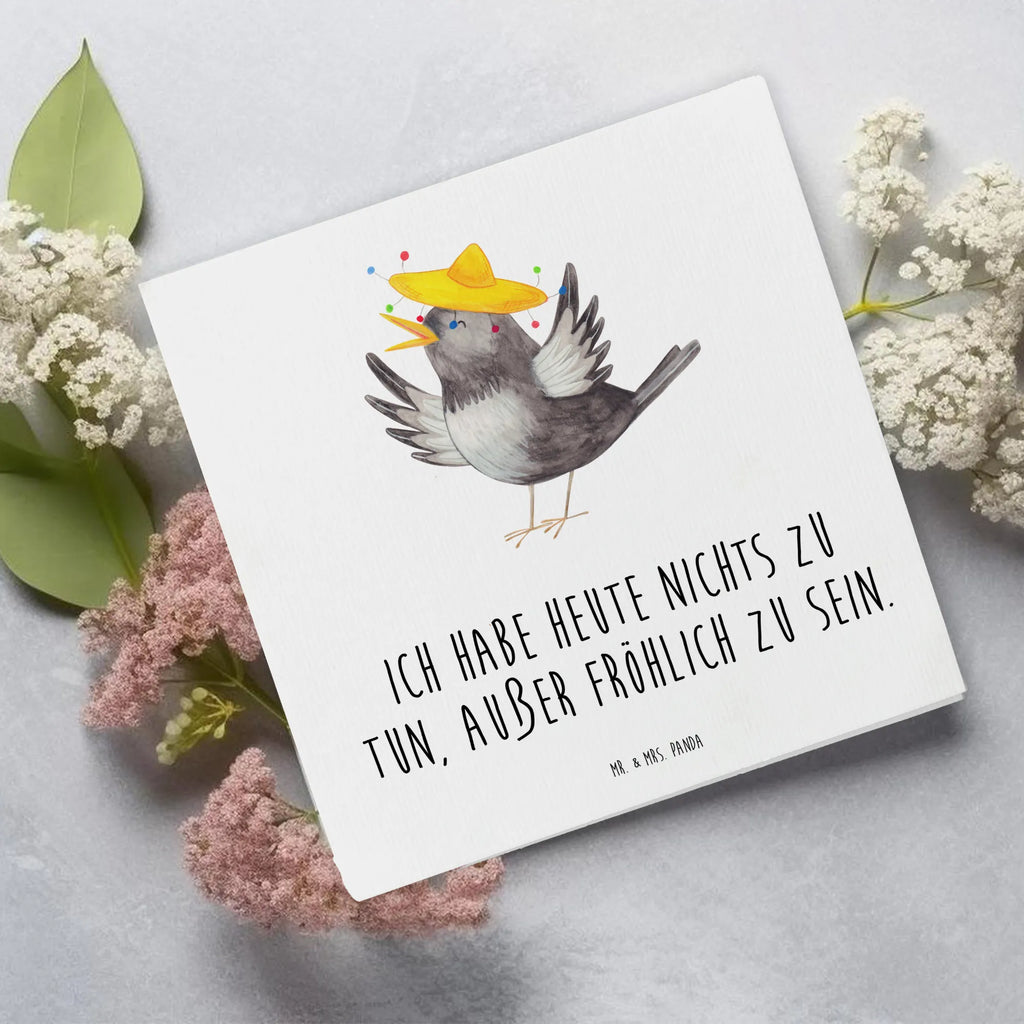 Deluxe Card Crow sombrero Einladungskarte, Hochwertige Klappkarte, Karte, Klappkarte, Grußkarte, Hochwertige Grußkarte, Glückwunschkarte, Hochzeitskarte, Geburtstagskarte, Tiermotive, Gute Laune, lustige Sprüche, Tiere, Spruch positiv, Motivation, froh, Vögel, Vogel, Elster, Rabe, fröhlich sein, glücklich sein, Glück Spruch