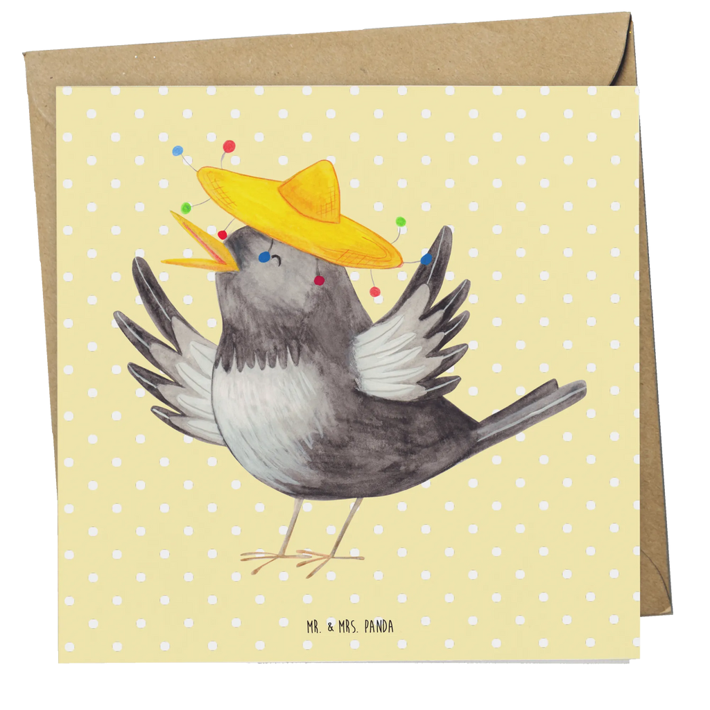 Deluxe Card Crow sombrero Einladungskarte, Hochwertige Klappkarte, Karte, Klappkarte, Grußkarte, Hochwertige Grußkarte, Glückwunschkarte, Hochzeitskarte, Geburtstagskarte, Tiermotive, Gute Laune, lustige Sprüche, Tiere, Spruch positiv, Motivation, froh, Vögel, Vogel, Elster, Rabe, fröhlich sein, glücklich sein, Glück Spruch