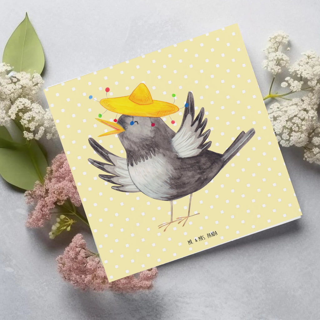 Deluxe Card Crow sombrero Einladungskarte, Hochwertige Klappkarte, Karte, Klappkarte, Grußkarte, Hochwertige Grußkarte, Glückwunschkarte, Hochzeitskarte, Geburtstagskarte, Tiermotive, Gute Laune, lustige Sprüche, Tiere, Spruch positiv, Motivation, froh, Vögel, Vogel, Elster, Rabe, fröhlich sein, glücklich sein, Glück Spruch