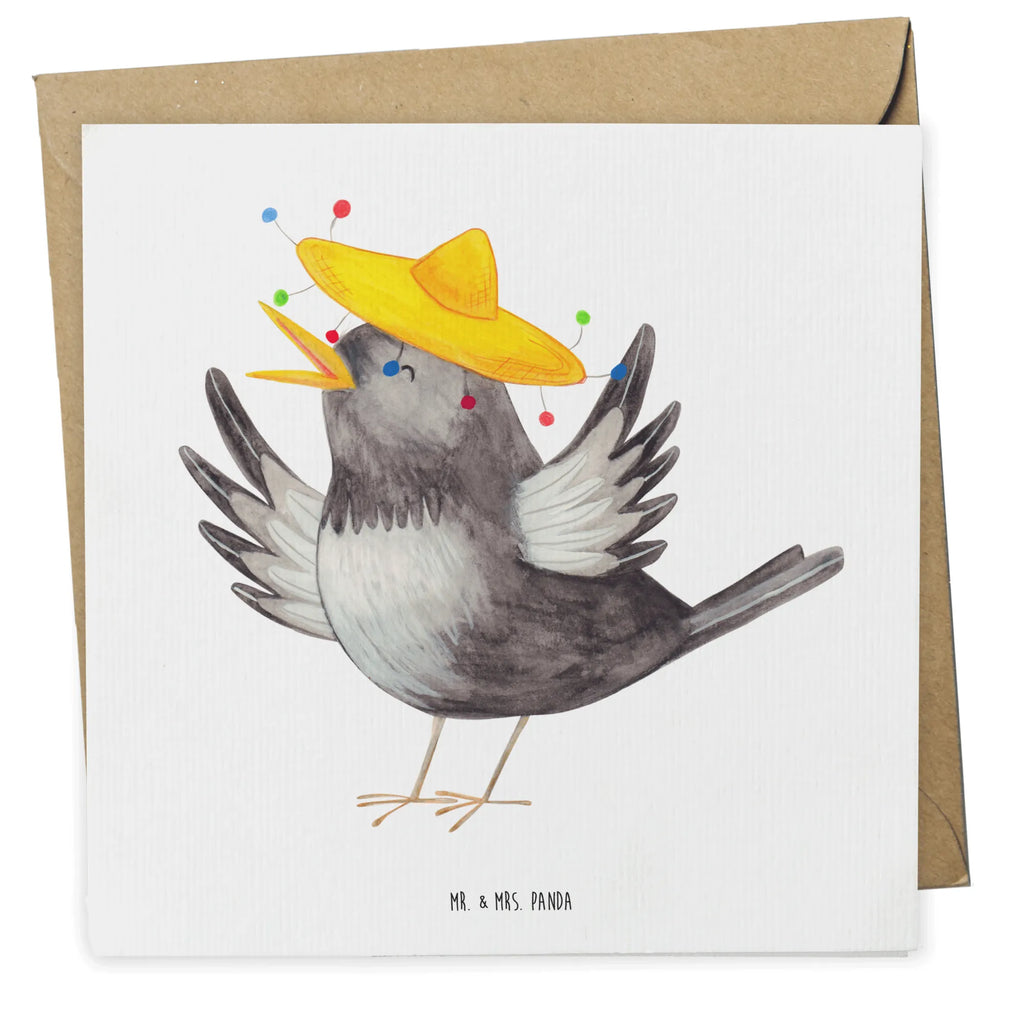 Deluxe Card Crow sombrero Einladungskarte, Hochwertige Klappkarte, Karte, Klappkarte, Grußkarte, Hochwertige Grußkarte, Glückwunschkarte, Hochzeitskarte, Geburtstagskarte, Tiermotive, Gute Laune, lustige Sprüche, Tiere, Spruch positiv, Motivation, froh, Vögel, Vogel, Elster, Rabe, fröhlich sein, glücklich sein, Glück Spruch