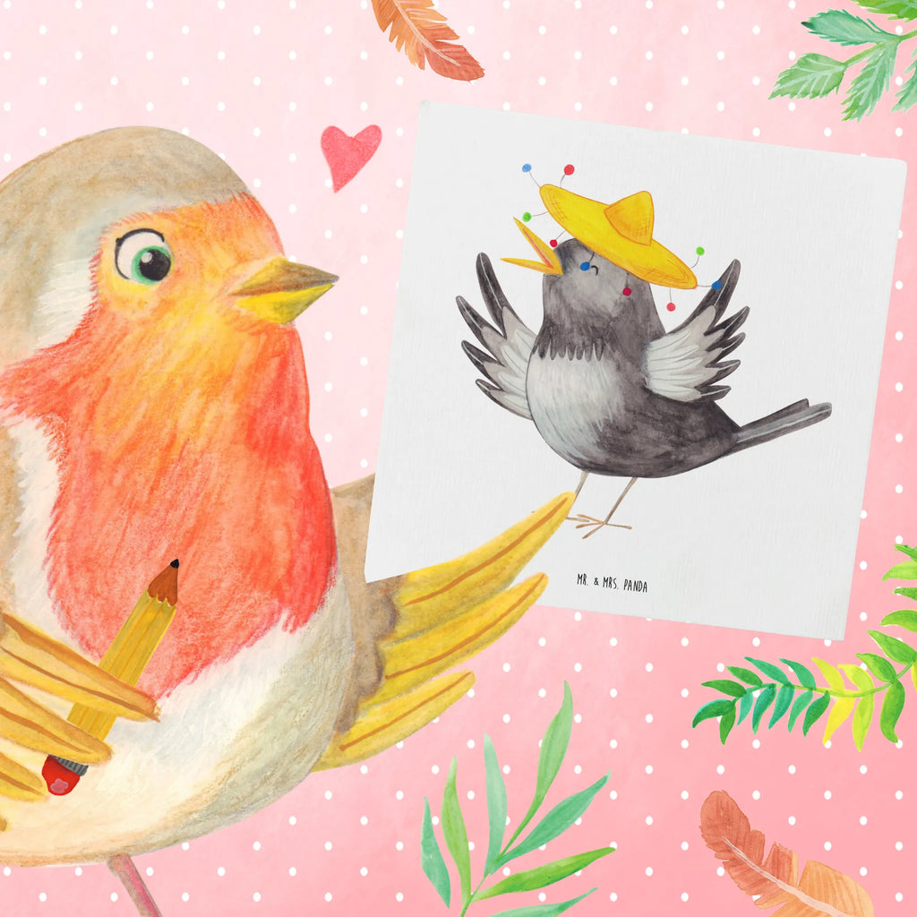 Deluxe Card Crow sombrero Einladungskarte, Hochwertige Klappkarte, Karte, Klappkarte, Grußkarte, Hochwertige Grußkarte, Glückwunschkarte, Hochzeitskarte, Geburtstagskarte, Tiermotive, Gute Laune, lustige Sprüche, Tiere, Spruch positiv, Motivation, froh, Vögel, Vogel, Elster, Rabe, fröhlich sein, glücklich sein, Glück Spruch