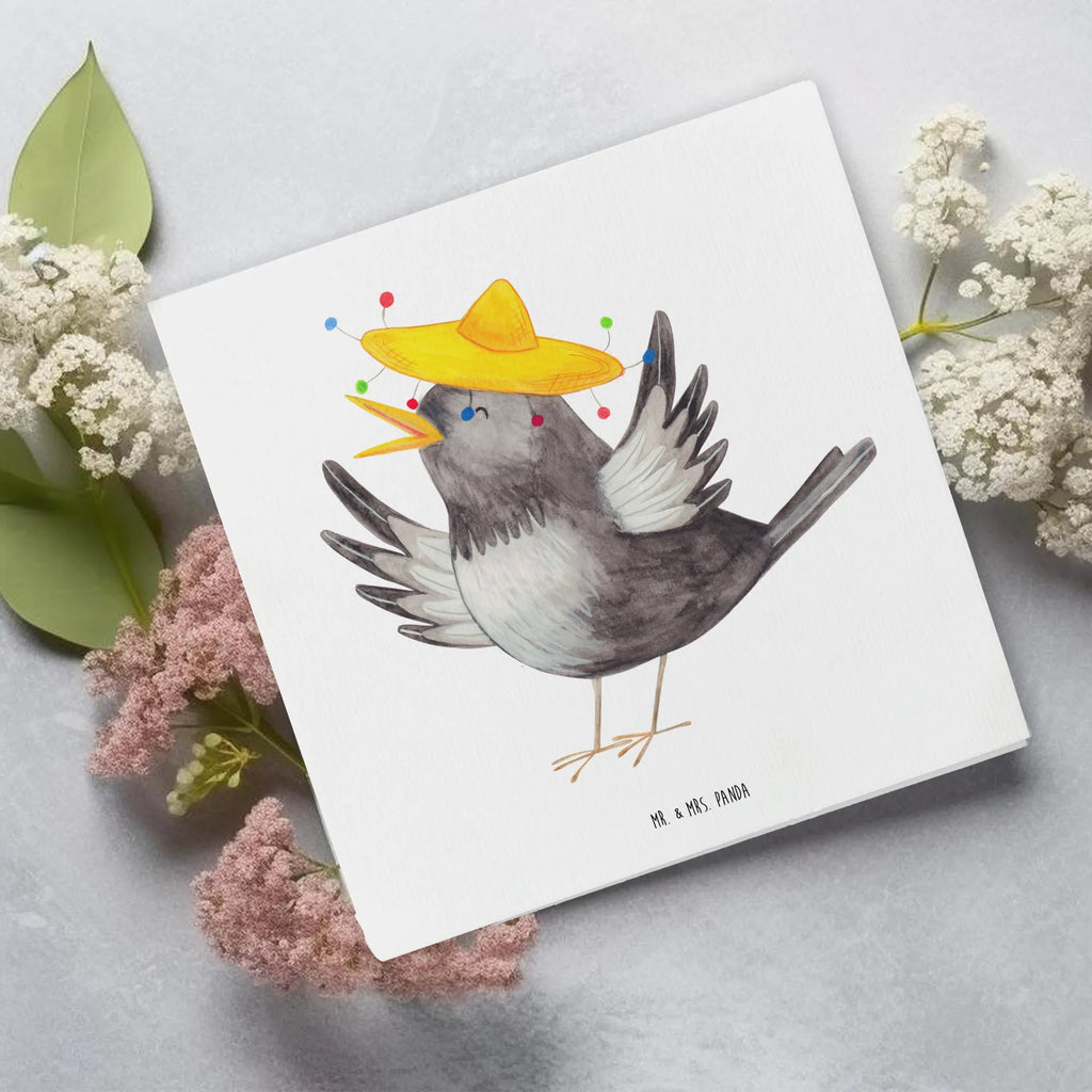 Deluxe Card Crow sombrero Einladungskarte, Hochwertige Klappkarte, Karte, Klappkarte, Grußkarte, Hochwertige Grußkarte, Glückwunschkarte, Hochzeitskarte, Geburtstagskarte, Tiermotive, Gute Laune, lustige Sprüche, Tiere, Spruch positiv, Motivation, froh, Vögel, Vogel, Elster, Rabe, fröhlich sein, glücklich sein, Glück Spruch