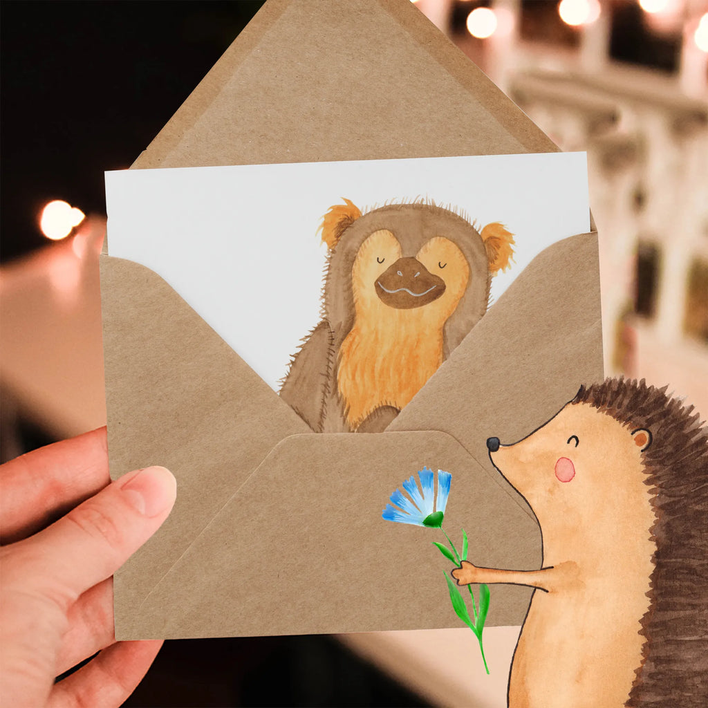 Deluxe Card Monkey Glückwunschkarte, Hochwertige Grußkarte, Geburtstagskarte, Hochwertige Klappkarte, Grußkarte, Karte, Einladungskarte, Hochzeitskarte, Klappkarte, Afrika, Wildtiere, Respekt, Selbstbewusstsein, Selbstachtung, Selfcare, Äffchen, Affe, Liebe, Selbstliebe, Motivation, Affen