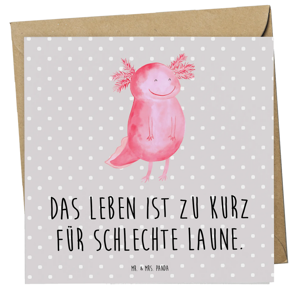 Deluxe Card axolotl Happy Einladungskarte, Glückwunschkarte, Karte, Klappkarte, Hochwertige Klappkarte, Grußkarte, Geburtstagskarte, Hochzeitskarte, Hochwertige Grußkarte, Axolotl, Molch, Axolot, Schwanzlurch, Motivation, Lurche, Lurch, gute Laune