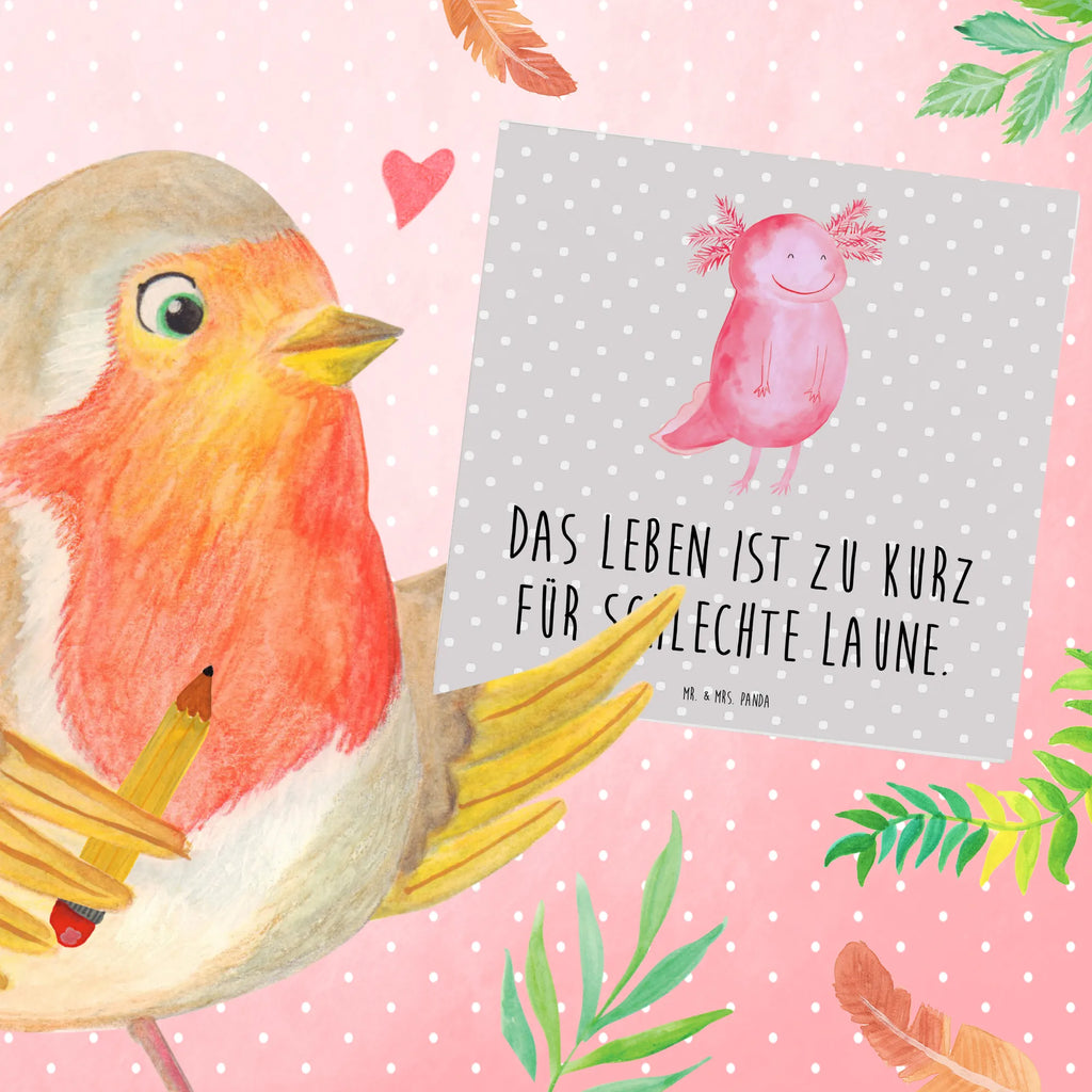 Deluxe Card axolotl Happy Einladungskarte, Glückwunschkarte, Karte, Klappkarte, Hochwertige Klappkarte, Grußkarte, Geburtstagskarte, Hochzeitskarte, Hochwertige Grußkarte, Axolotl, Molch, Axolot, Schwanzlurch, Motivation, Lurche, Lurch, gute Laune