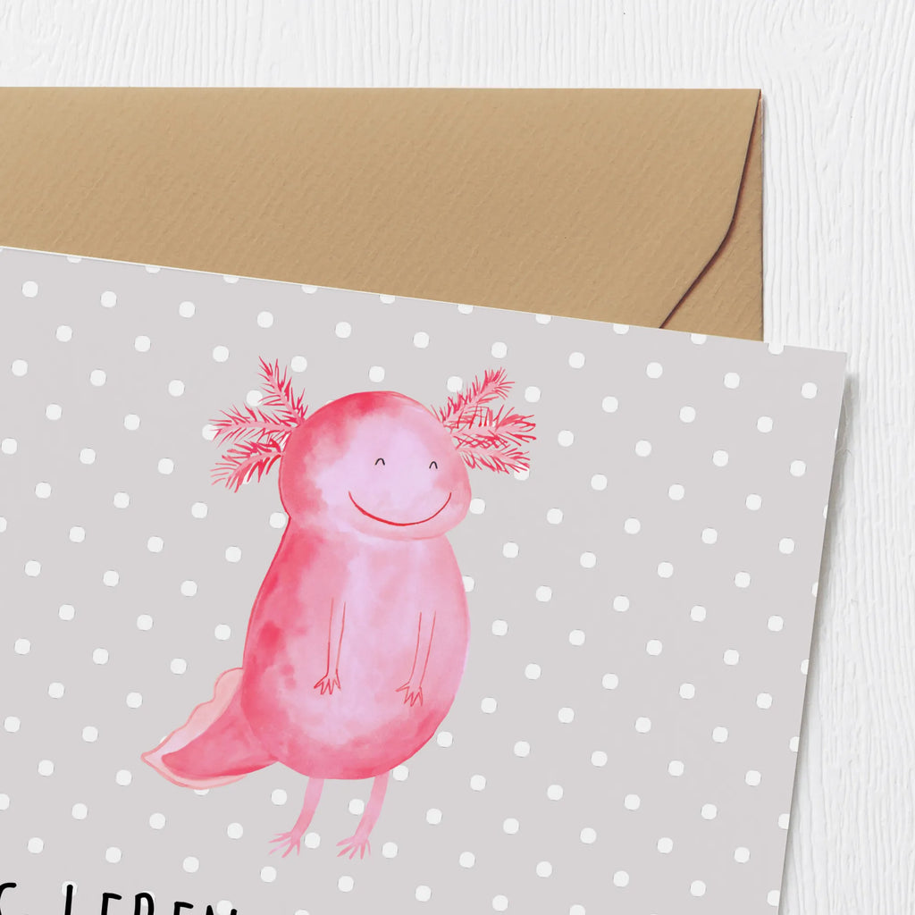 Deluxe Card axolotl Happy Einladungskarte, Glückwunschkarte, Karte, Klappkarte, Hochwertige Klappkarte, Grußkarte, Geburtstagskarte, Hochzeitskarte, Hochwertige Grußkarte, Axolotl, Molch, Axolot, Schwanzlurch, Motivation, Lurche, Lurch, gute Laune