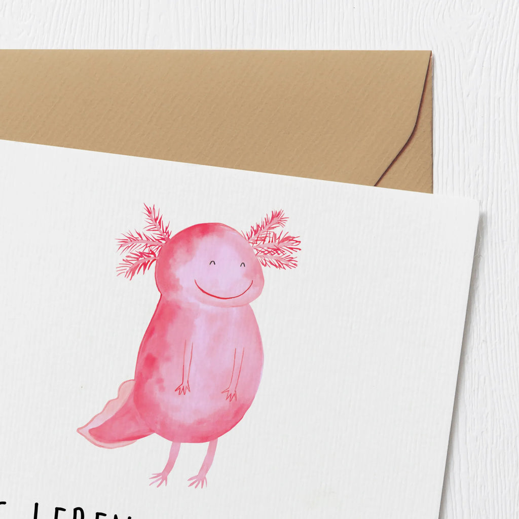 Deluxe Card axolotl Happy Einladungskarte, Glückwunschkarte, Karte, Klappkarte, Hochwertige Klappkarte, Grußkarte, Geburtstagskarte, Hochzeitskarte, Hochwertige Grußkarte, Axolotl, Molch, Axolot, Schwanzlurch, Motivation, Lurche, Lurch, gute Laune