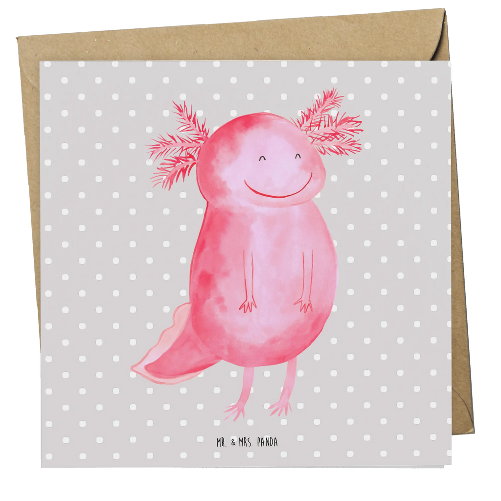 Deluxe Card axolotl Happy Einladungskarte, Glückwunschkarte, Karte, Klappkarte, Hochwertige Klappkarte, Grußkarte, Geburtstagskarte, Hochzeitskarte, Hochwertige Grußkarte, Axolotl, Molch, Axolot, Schwanzlurch, Motivation, Lurche, Lurch, gute Laune