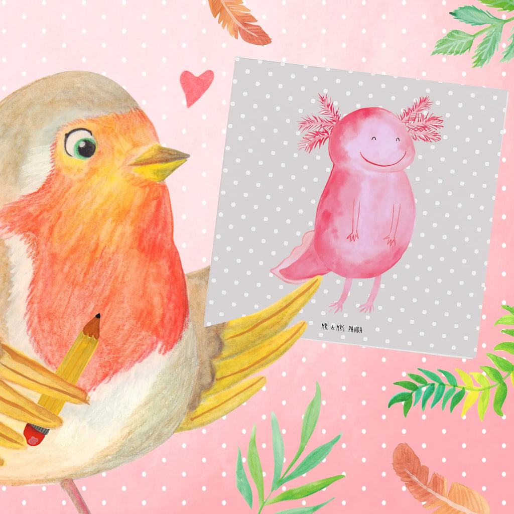 Deluxe Card axolotl Happy Einladungskarte, Glückwunschkarte, Karte, Klappkarte, Hochwertige Klappkarte, Grußkarte, Geburtstagskarte, Hochzeitskarte, Hochwertige Grußkarte, Axolotl, Molch, Axolot, Schwanzlurch, Motivation, Lurche, Lurch, gute Laune