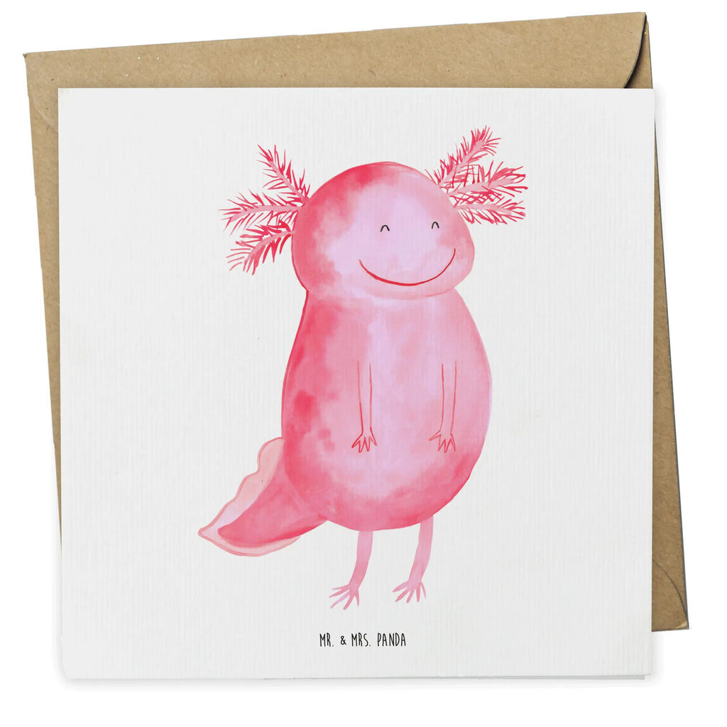 Deluxe Card axolotl Happy Einladungskarte, Glückwunschkarte, Karte, Klappkarte, Hochwertige Klappkarte, Grußkarte, Geburtstagskarte, Hochzeitskarte, Hochwertige Grußkarte, Axolotl, Molch, Axolot, Schwanzlurch, Motivation, Lurche, Lurch, gute Laune