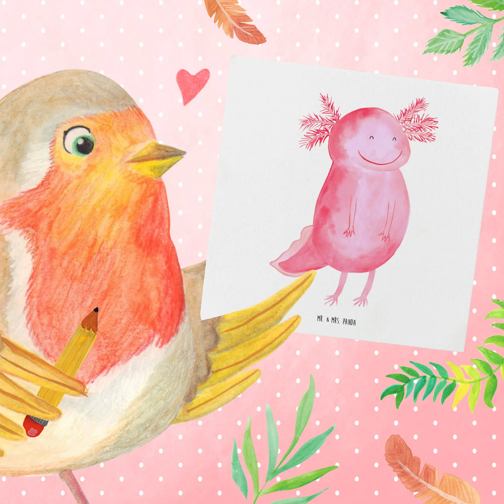 Deluxe Card axolotl Happy Einladungskarte, Glückwunschkarte, Karte, Klappkarte, Hochwertige Klappkarte, Grußkarte, Geburtstagskarte, Hochzeitskarte, Hochwertige Grußkarte, Axolotl, Molch, Axolot, Schwanzlurch, Motivation, Lurche, Lurch, gute Laune