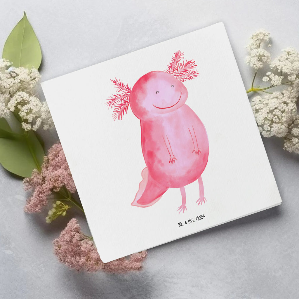 Deluxe Card axolotl Happy Einladungskarte, Glückwunschkarte, Karte, Klappkarte, Hochwertige Klappkarte, Grußkarte, Geburtstagskarte, Hochzeitskarte, Hochwertige Grußkarte, Axolotl, Molch, Axolot, Schwanzlurch, Motivation, Lurche, Lurch, gute Laune