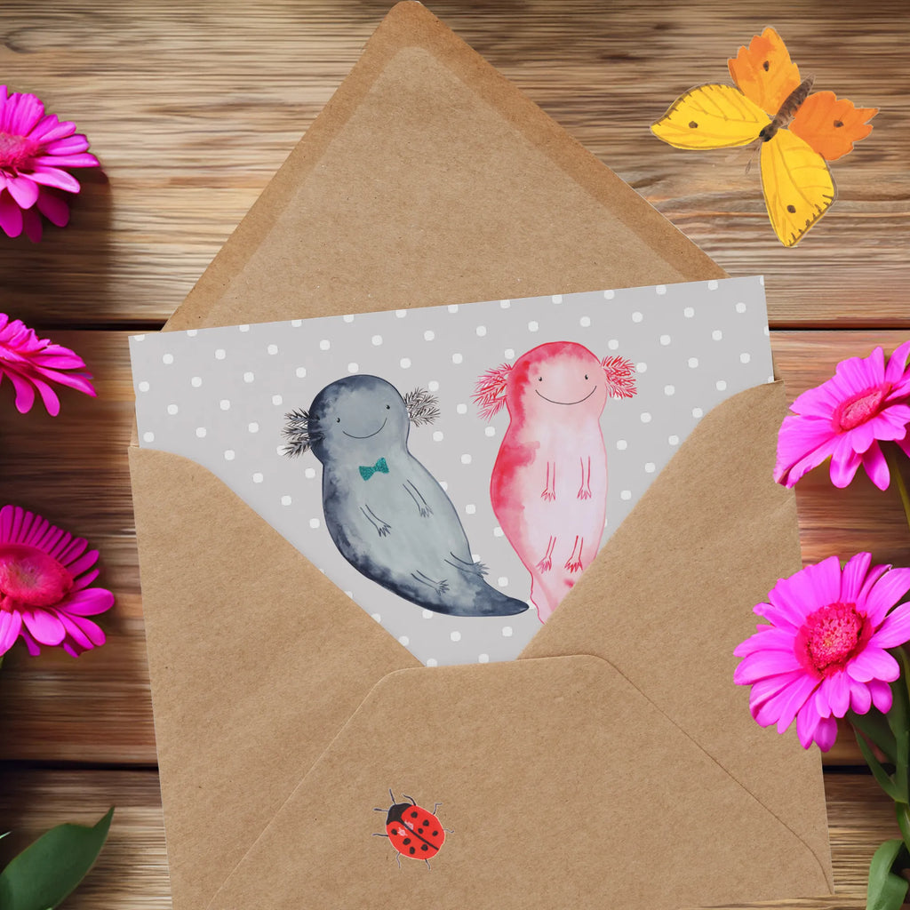 Deluxe Karte Axolotl Freundin Geburtstagskarte, Einladungskarte, Hochzeitskarte, Karte, Grußkarte, Hochwertige Grußkarte, Glückwunschkarte, Klappkarte, Hochwertige Klappkarte, Axolotl, Molch, Liebesbeweis, große Liebe, Freund, Ehemann, Verlobter, Lurche, Schwanzlurch, Jahrestag, Liebe, Lurch, Valentinstag, Axolot