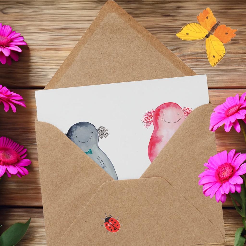 Deluxe Karte Axolotl Freundin Geburtstagskarte, Einladungskarte, Hochzeitskarte, Karte, Grußkarte, Hochwertige Grußkarte, Glückwunschkarte, Klappkarte, Hochwertige Klappkarte, Axolotl, Molch, Liebesbeweis, große Liebe, Freund, Ehemann, Verlobter, Lurche, Schwanzlurch, Jahrestag, Liebe, Lurch, Valentinstag, Axolot