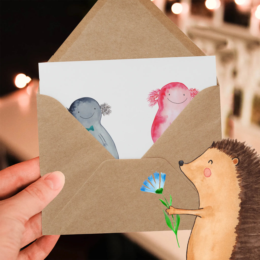 Deluxe Karte Axolotl Freundin Geburtstagskarte, Einladungskarte, Hochzeitskarte, Karte, Grußkarte, Hochwertige Grußkarte, Glückwunschkarte, Klappkarte, Hochwertige Klappkarte, Axolotl, Molch, Liebesbeweis, große Liebe, Freund, Ehemann, Verlobter, Lurche, Schwanzlurch, Jahrestag, Liebe, Lurch, Valentinstag, Axolot