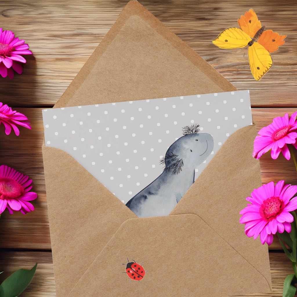 Deluxe Card axolotl To swim Karte, Einladungskarte, Geburtstagskarte, Glückwunschkarte, Hochwertige Klappkarte, Grußkarte, Hochwertige Grußkarte, Hochzeitskarte, Klappkarte, Axolotl, Molch, Lurch, Probleme, Lurche, Axolot, Lösungen, Motivation, Problem, Schwanzlurch