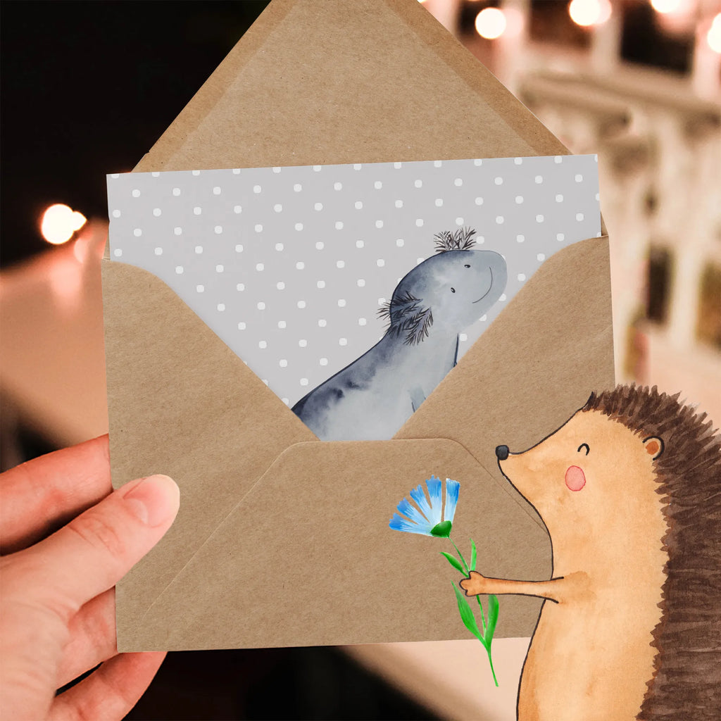 Deluxe Card axolotl To swim Karte, Einladungskarte, Geburtstagskarte, Glückwunschkarte, Hochwertige Klappkarte, Grußkarte, Hochwertige Grußkarte, Hochzeitskarte, Klappkarte, Axolotl, Molch, Lurch, Probleme, Lurche, Axolot, Lösungen, Motivation, Problem, Schwanzlurch
