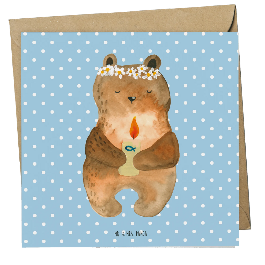 Deluxe Karte Bär Kommunion Geburtstagskarte, Hochwertige Klappkarte, Karte, Klappkarte, Hochzeitskarte, Einladungskarte, Grußkarte, Hochwertige Grußkarte, Glückwunschkarte, Bär, Teddy, Teddybär, katholisch, Kommunion, Taufkerze, Gottes Segen