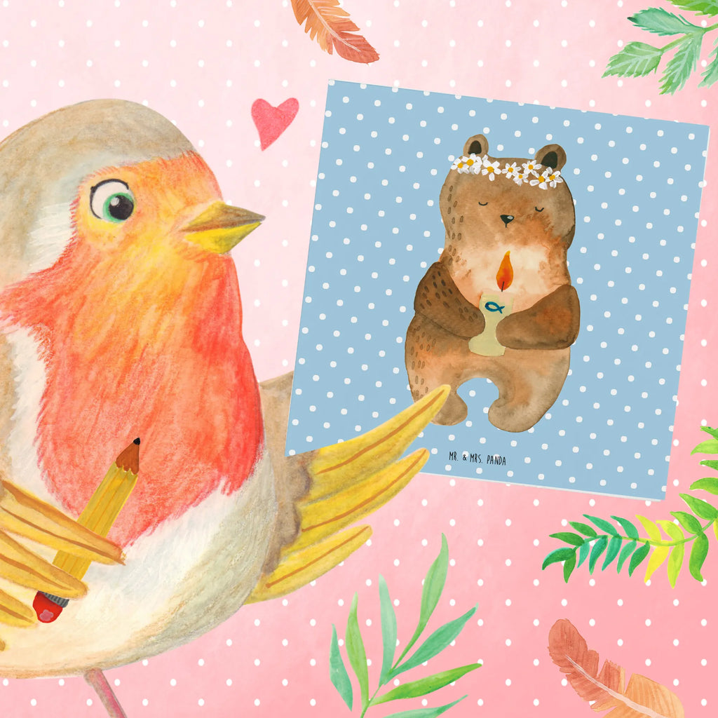 Deluxe Karte Bär Kommunion Geburtstagskarte, Hochwertige Klappkarte, Karte, Klappkarte, Hochzeitskarte, Einladungskarte, Grußkarte, Hochwertige Grußkarte, Glückwunschkarte, Bär, Teddy, Teddybär, katholisch, Kommunion, Taufkerze, Gottes Segen