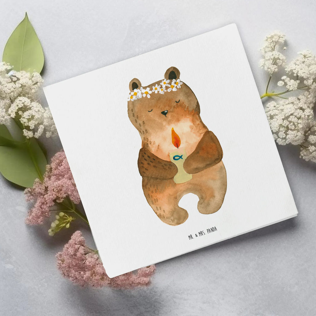 Deluxe Karte Bär Kommunion Geburtstagskarte, Hochwertige Klappkarte, Karte, Klappkarte, Hochzeitskarte, Einladungskarte, Grußkarte, Hochwertige Grußkarte, Glückwunschkarte, Bär, Teddy, Teddybär, katholisch, Kommunion, Taufkerze, Gottes Segen