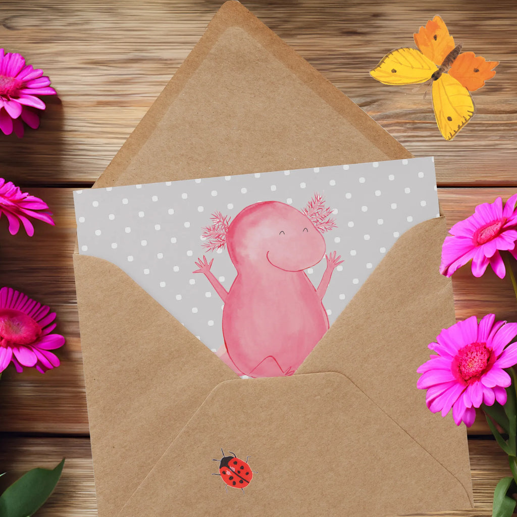 Deluxe Card axolotl Hooray Karte, Einladungskarte, Hochwertige Klappkarte, Hochzeitskarte, Klappkarte, Glückwunschkarte, Grußkarte, Hochwertige Grußkarte, Geburtstagskarte, Axolotl, Molch, Lurch, Zufriedenheit, fröhlich, Freude, Schwanzlurch, Lurche, Axolot, Motivation, Spaß