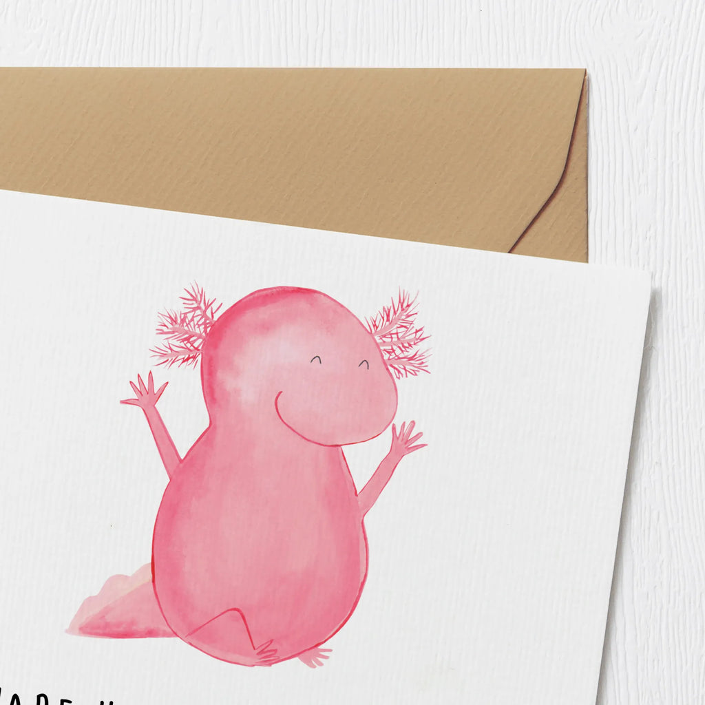 Deluxe Card axolotl Hooray Karte, Einladungskarte, Hochwertige Klappkarte, Hochzeitskarte, Klappkarte, Glückwunschkarte, Grußkarte, Hochwertige Grußkarte, Geburtstagskarte, Axolotl, Molch, Lurch, Zufriedenheit, fröhlich, Freude, Schwanzlurch, Lurche, Axolot, Motivation, Spaß