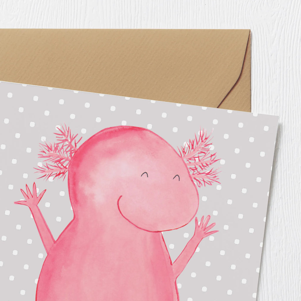 Deluxe Card axolotl Hooray Karte, Einladungskarte, Hochwertige Klappkarte, Hochzeitskarte, Klappkarte, Glückwunschkarte, Grußkarte, Hochwertige Grußkarte, Geburtstagskarte, Axolotl, Molch, Lurch, Zufriedenheit, fröhlich, Freude, Schwanzlurch, Lurche, Axolot, Motivation, Spaß