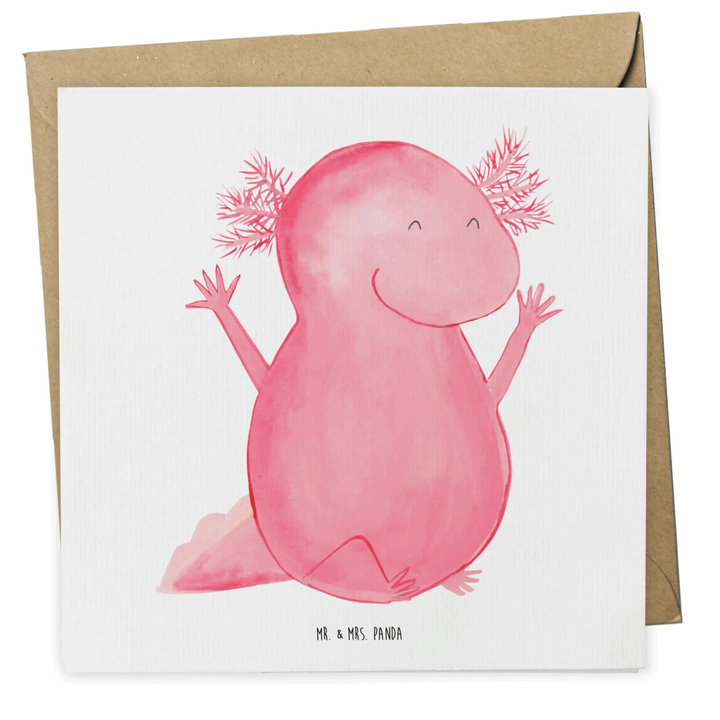 Deluxe Card axolotl Hooray Karte, Einladungskarte, Hochwertige Klappkarte, Hochzeitskarte, Klappkarte, Glückwunschkarte, Grußkarte, Hochwertige Grußkarte, Geburtstagskarte, Axolotl, Molch, Lurch, Zufriedenheit, fröhlich, Freude, Schwanzlurch, Lurche, Axolot, Motivation, Spaß