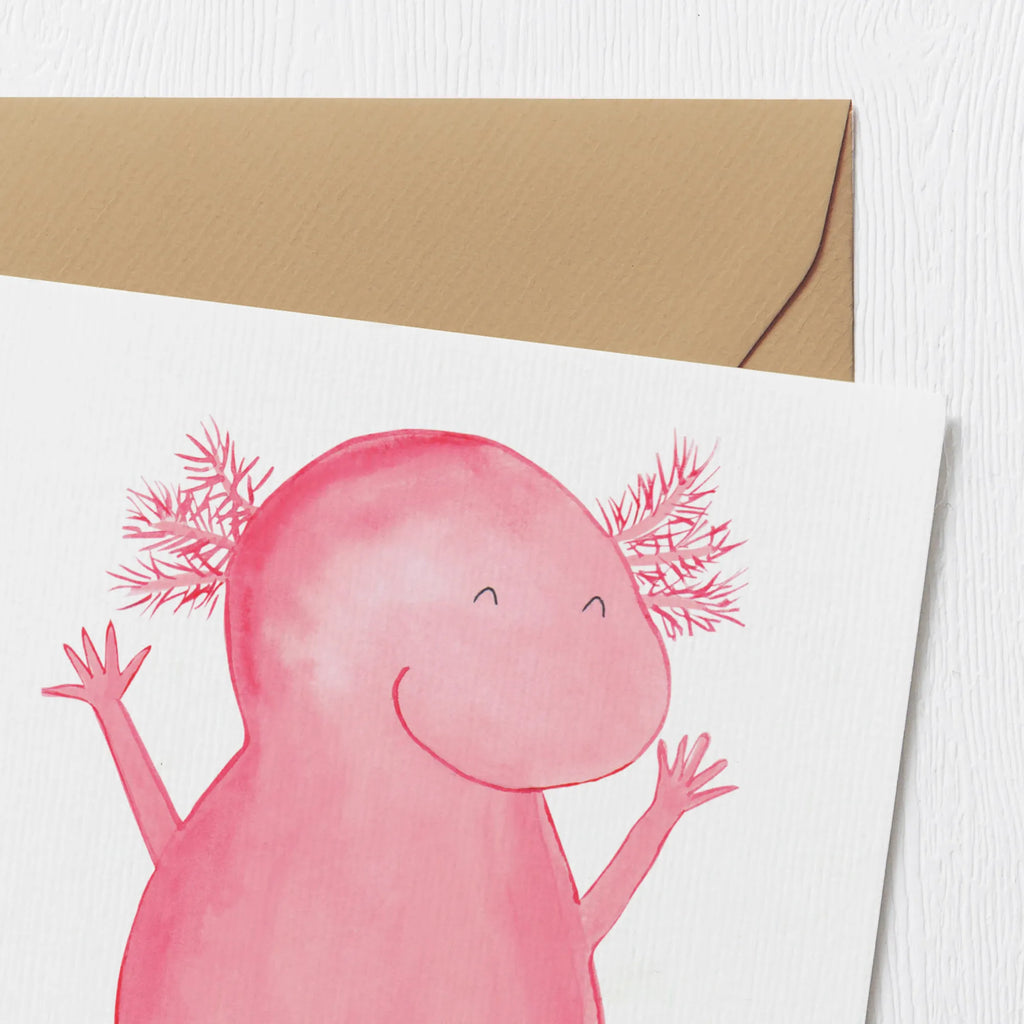 Deluxe Card axolotl Hooray Karte, Einladungskarte, Hochwertige Klappkarte, Hochzeitskarte, Klappkarte, Glückwunschkarte, Grußkarte, Hochwertige Grußkarte, Geburtstagskarte, Axolotl, Molch, Lurch, Zufriedenheit, fröhlich, Freude, Schwanzlurch, Lurche, Axolot, Motivation, Spaß