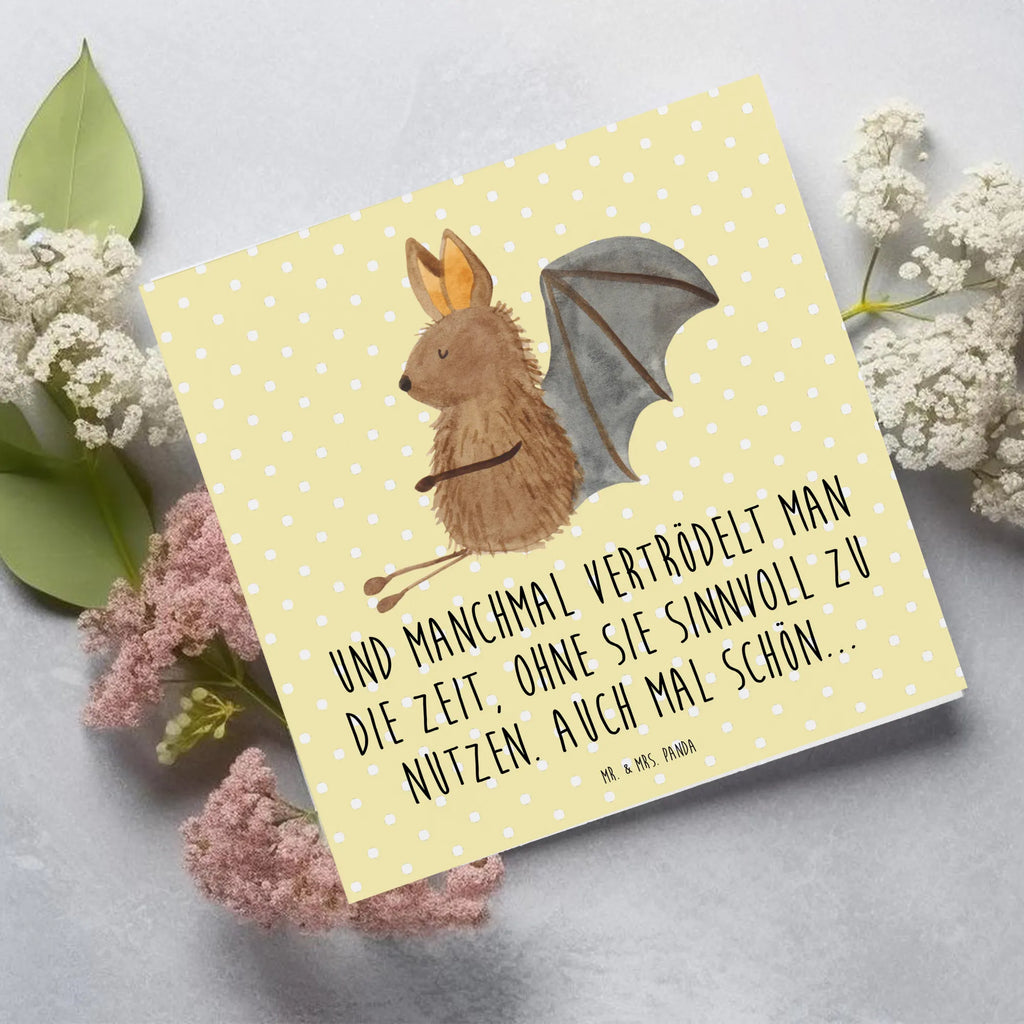 Deluxe Karte Fledermaus Sitzen Grußkarte, Klappkarte, Glückwunschkarte, Hochzeitskarte, Hochwertige Grußkarte, Karte, Einladungskarte, Geburtstagskarte, Hochwertige Klappkarte, Tiermotive, Gute Laune, lustige Sprüche, Tiere, Fledermäuse, Fledermaus, Motivation, entspannen