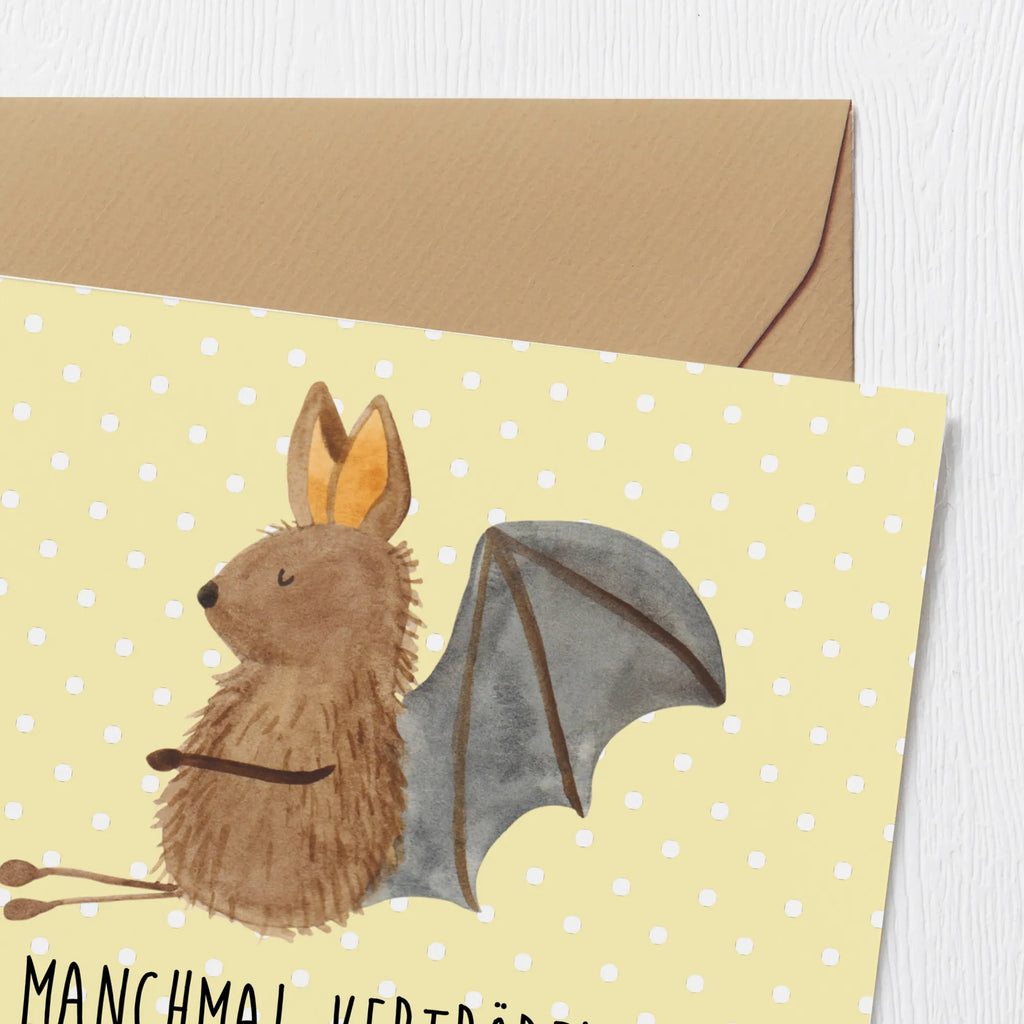 Deluxe Karte Fledermaus Sitzen Grußkarte, Klappkarte, Glückwunschkarte, Hochzeitskarte, Hochwertige Grußkarte, Karte, Einladungskarte, Geburtstagskarte, Hochwertige Klappkarte, Tiermotive, Gute Laune, lustige Sprüche, Tiere, Fledermäuse, Fledermaus, Motivation, entspannen