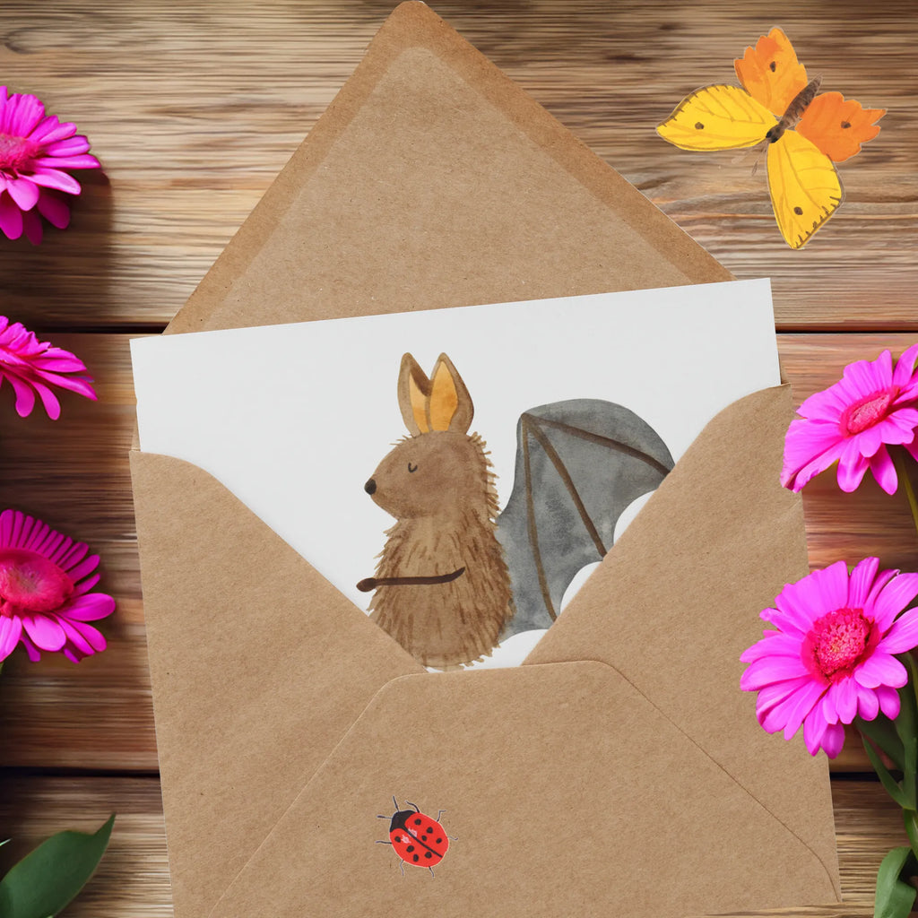 Deluxe Karte Fledermaus Sitzen Grußkarte, Klappkarte, Glückwunschkarte, Hochzeitskarte, Hochwertige Grußkarte, Karte, Einladungskarte, Geburtstagskarte, Hochwertige Klappkarte, Tiermotive, Gute Laune, lustige Sprüche, Tiere, Fledermäuse, Fledermaus, Motivation, entspannen