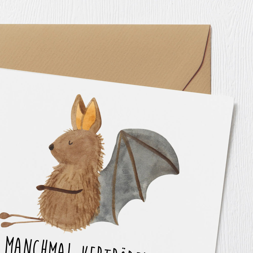 Deluxe Karte Fledermaus Sitzen Grußkarte, Klappkarte, Glückwunschkarte, Hochzeitskarte, Hochwertige Grußkarte, Karte, Einladungskarte, Geburtstagskarte, Hochwertige Klappkarte, Tiermotive, Gute Laune, lustige Sprüche, Tiere, Fledermäuse, Fledermaus, Motivation, entspannen